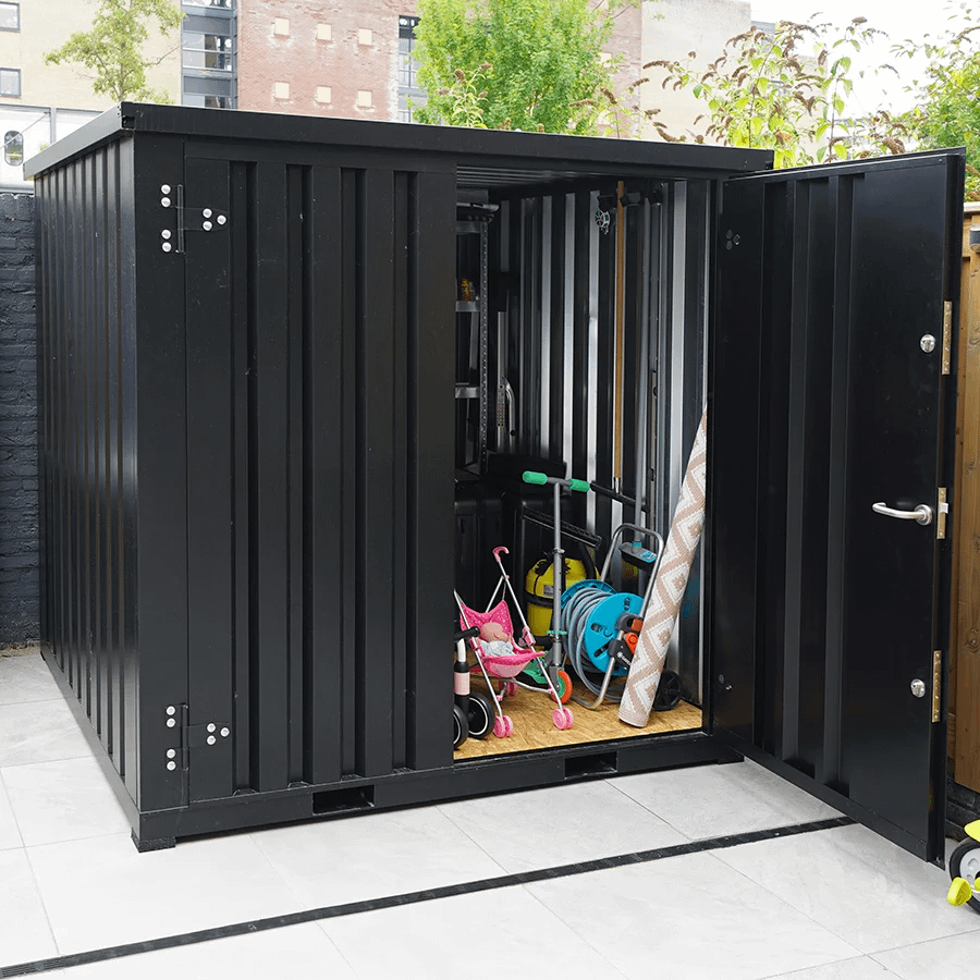 Contenedor desmontable negro 2 x 2 m – Puerta doble - Imagen 2